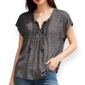 GAP Charcoal Blouse with Embroidered Detail